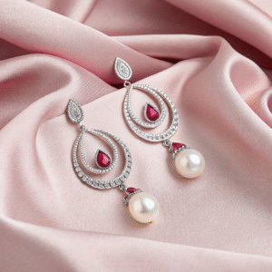 Pearl Drop Ruby Earrings